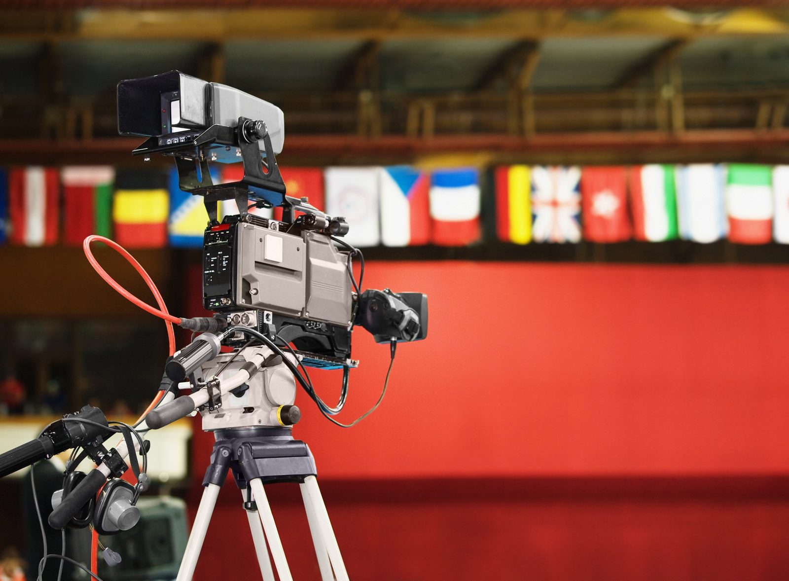 Broadcast camera on a studio floor